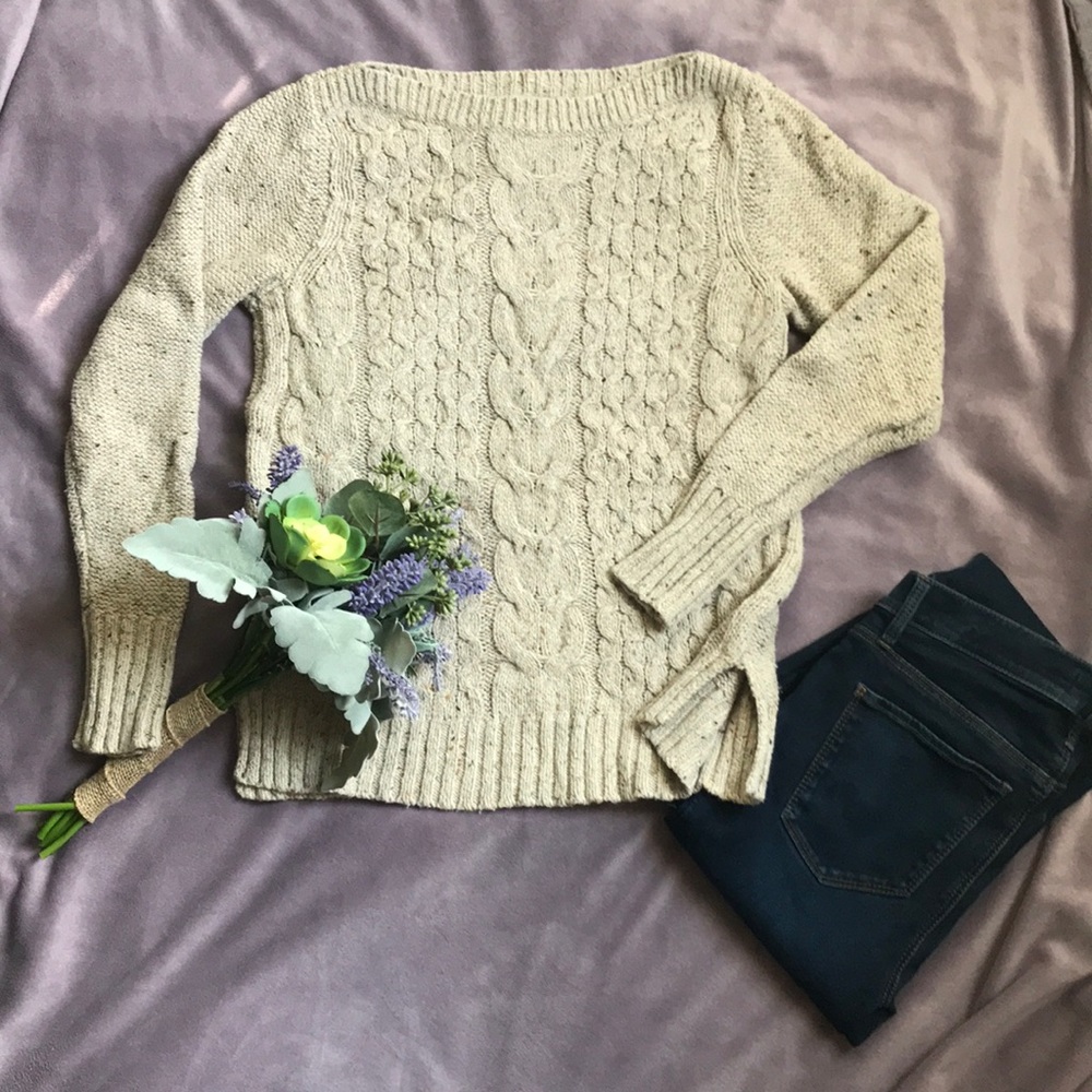 Cozy Oatmeal Cable Knit Sweater